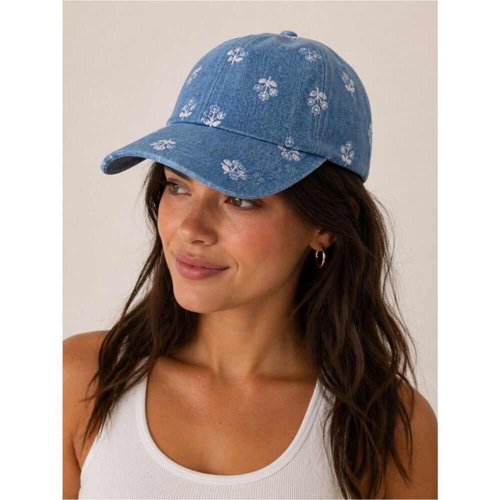 J. Crew Blue Floral Baseball Cap